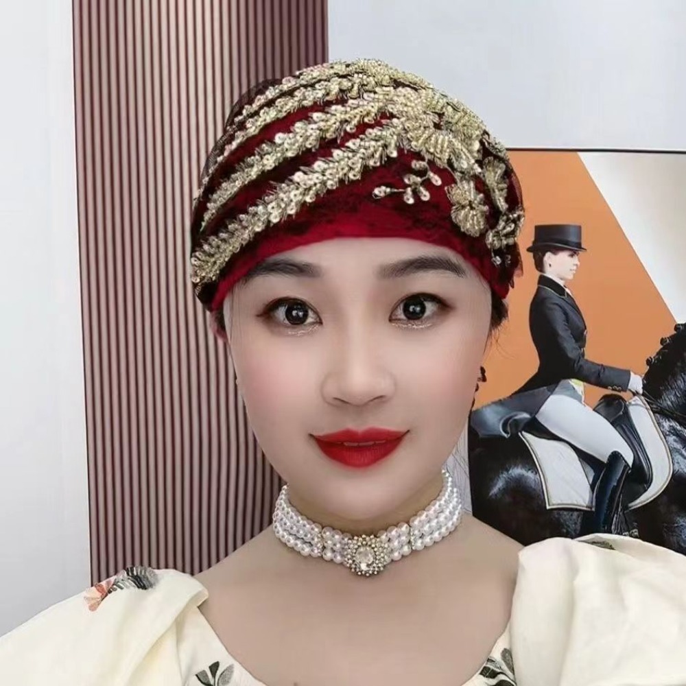 Foulard extensible en dentelle, turban, chapeau, fleur, strass, écharpe fine d'été, foulard intégral à capuche, sous-foulard islamique pour femme