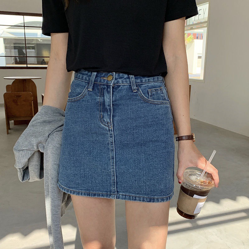 Jupe courte amincissante taille haute, Version coréenne, nouveau Style Ins, sac rétro en Denim, jupe de hanche pour éviter d'un mot