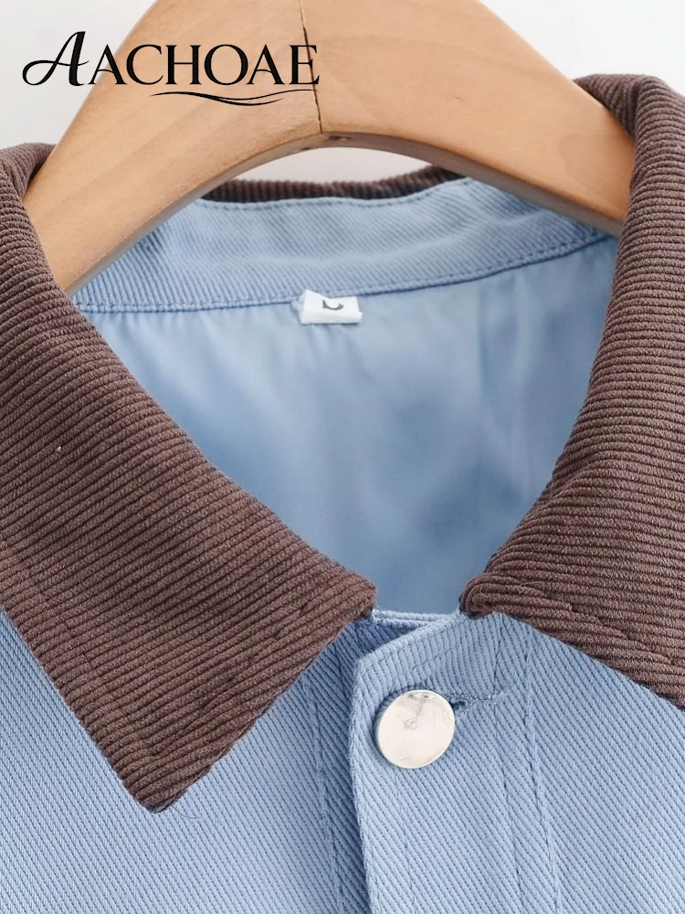 Veste utilitaire vintage pour femme, col en velours côtelé, manteau de travail, veste cargo décontractée surdimensionnée