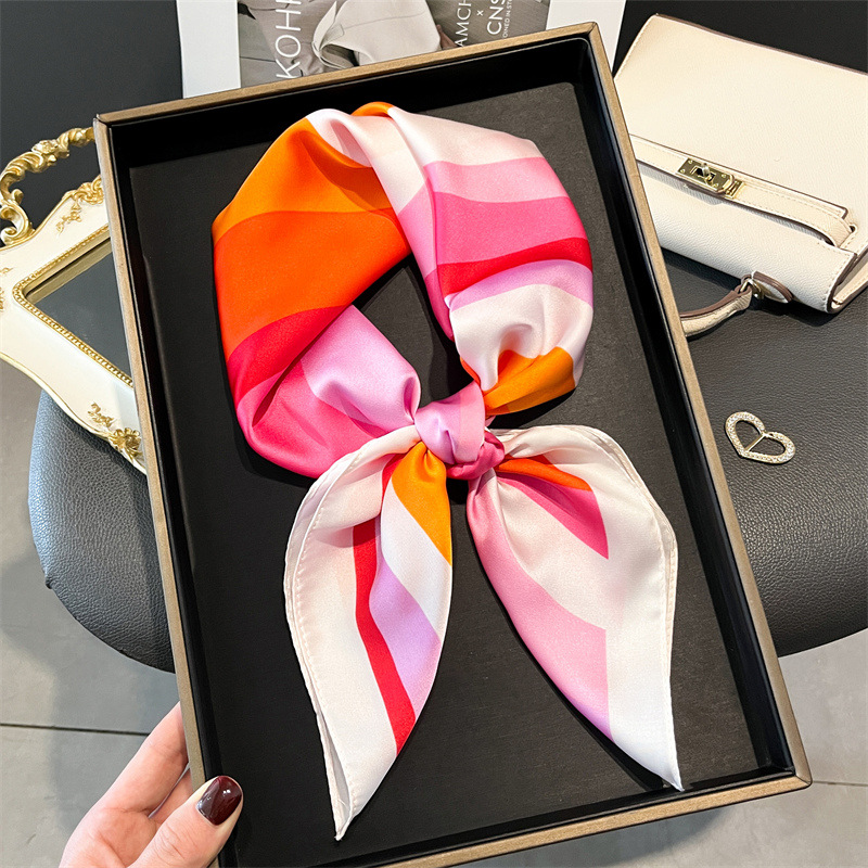Écharpe de luxe en imitation soie à imprimé pois, châle haut de gamme, petit foulard carré polyvalent, foulard pour la tête, écharpe pour femme