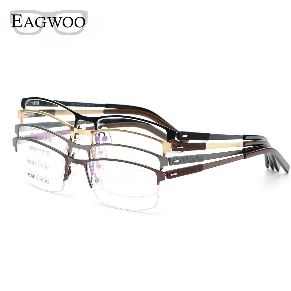 EAGWOO affaires lunettes cadre demi jante lunettes optiques hommes lunettes or cadre lunettes pour myopie lecture printemps Temple 2299