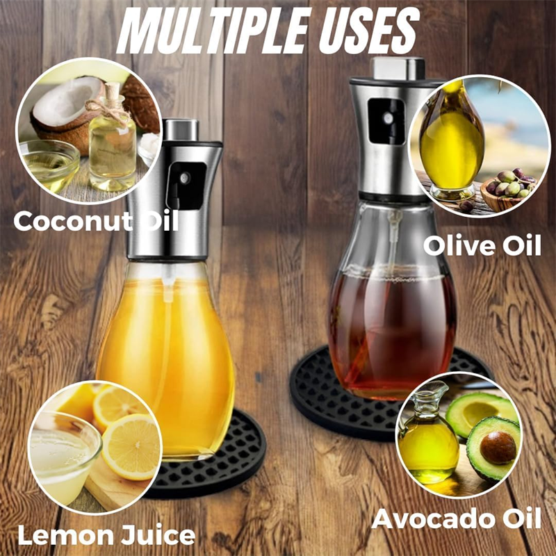 Pulvérisateur d'huile d'olive pour la cuisine, pulvérisateur d'huile d'olive en verre de 200 ml, pulvérisateur d'huile végétale avec entonnoir, pulvérisateur d'huile, pour la cuisson, la friture, etc.