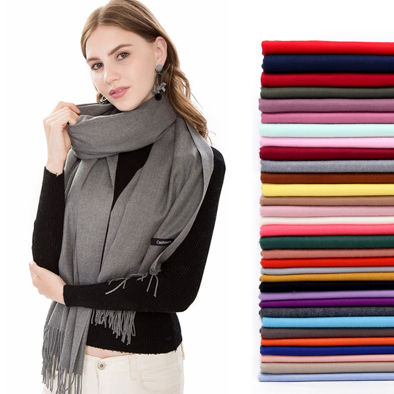 Écharpe Pashmina pour femmes, châles en cachemire doux, sensation de foulard, voyage, bureau, hiver, Hijabs chauds, solide, enveloppes pour dames, Bandana féminin