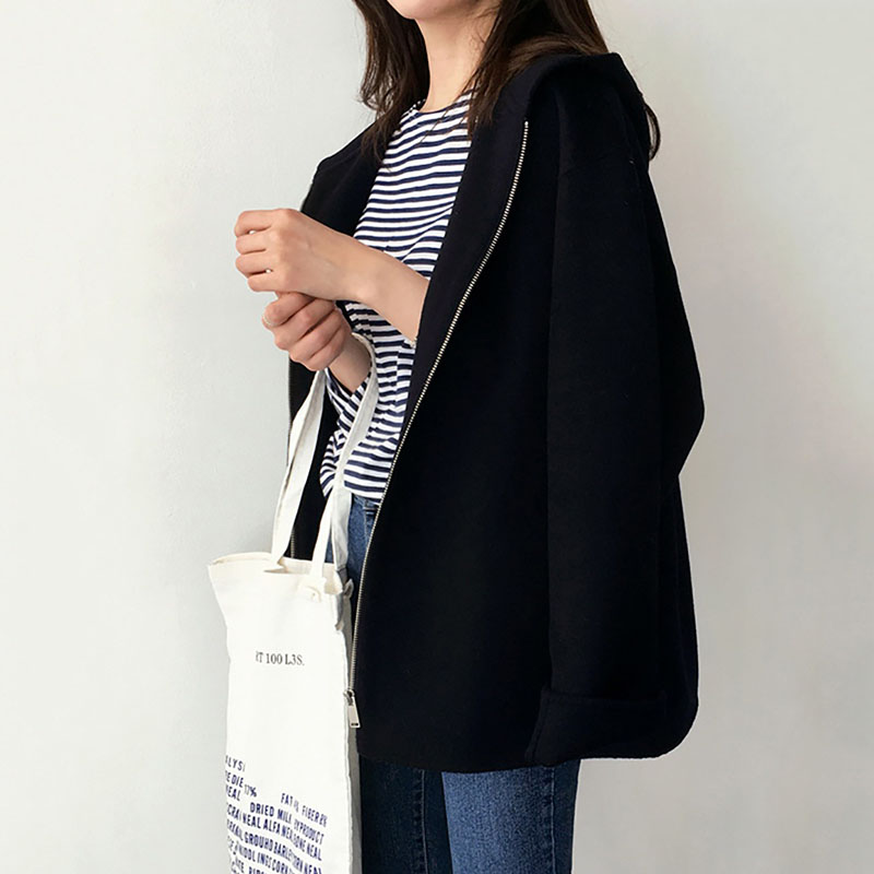 Manteaux en laine mélangée à capuche pour femmes, nouvelle collection automne-hiver 2026, vêtements d'extérieur décontractés à fermeture éclair, veste vintage simple à manches longues pour femme.