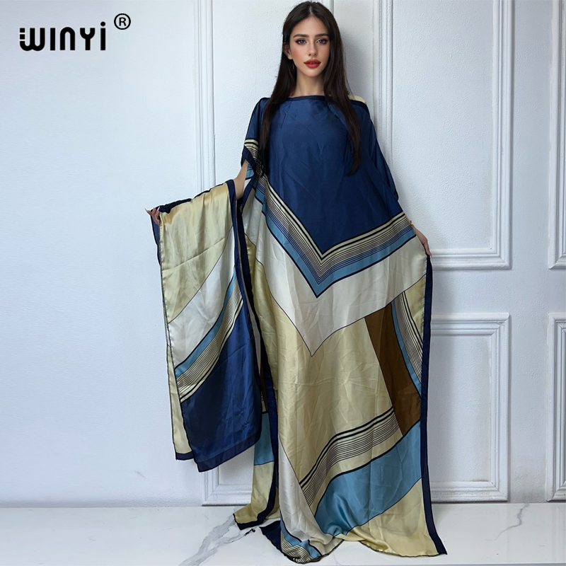 WINYI Robe traditionnelle africaine musulmane pour femme, Abaya Dubaï, Kaftan de luxe, Robe de soirée élégante, Robe longue maxi, Tenue de plage