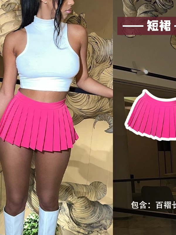 Jupe longue plissée Sexy jupe Ultra courte plissée JK douce mode coréenne femmes rouge rose 2025 nouvelles jupes discothèque fille P59N