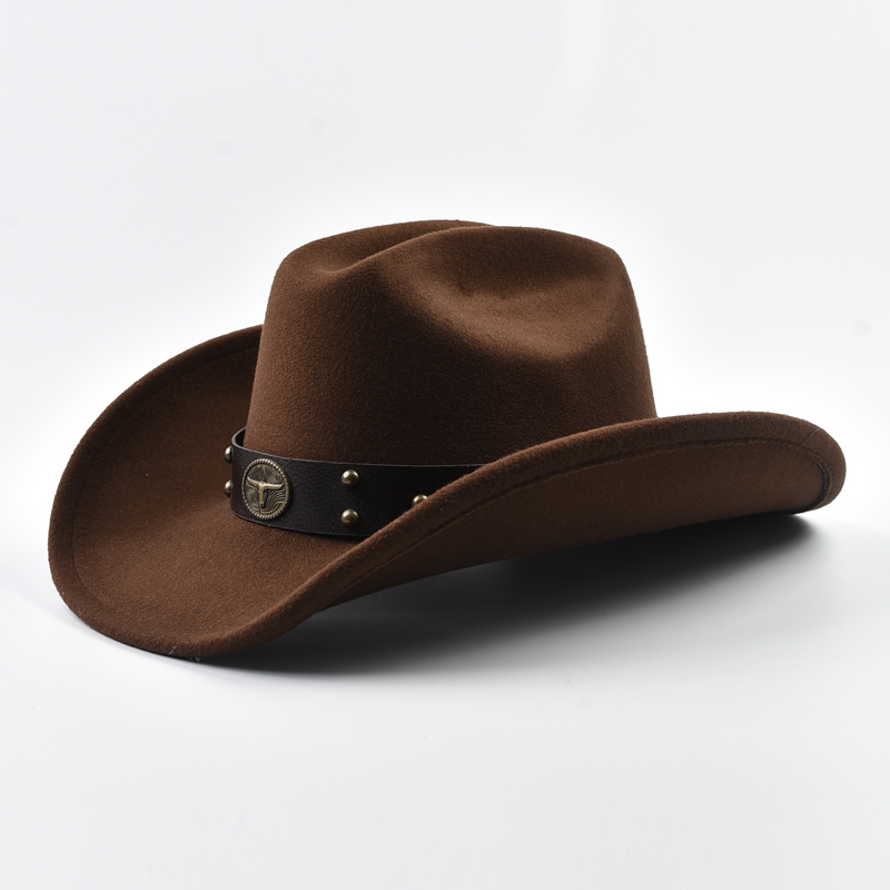Hommes femmes Vintage grand bord Western Cowboy chapeau Gentleman Cowgirl Jazz chapeau Cloche église casquettes