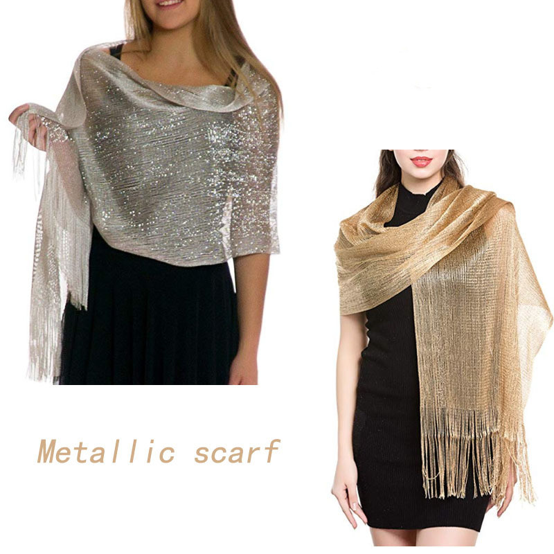 Châles élégants pour robes de soirée femme doré argenté fil glands mariée demoiselle d'honneur fête de mariage accessoires écharpe
