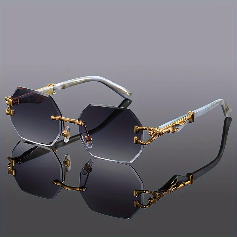 Lunettes de soleil classiques sans monture de marque de luxe pour hommes et femmes, style rétro vintage punk, verres dégradés, monture en métal