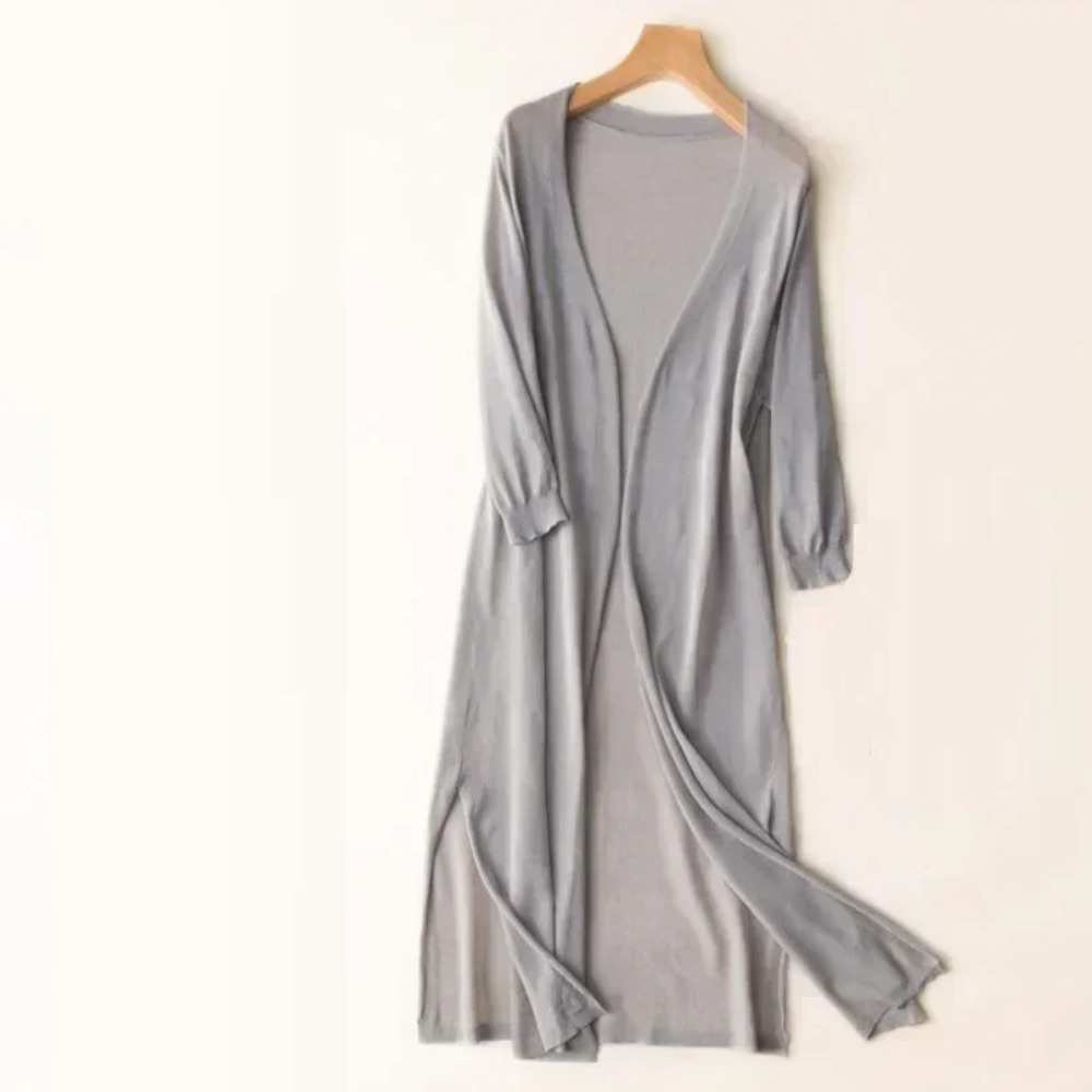 Cardigan long décontracté pour femmes, style coréen, protection solaire, doux, confortable, uni, taille unique, ample et léger