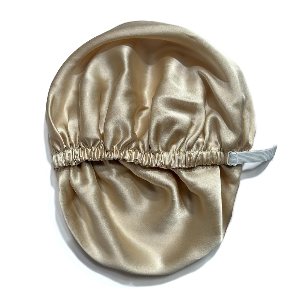 Bonnet Double couche en soie de mûrier 100% Pure pour femmes, chapeau de couchage, Bonnet de nuit avec bande élastique réglable