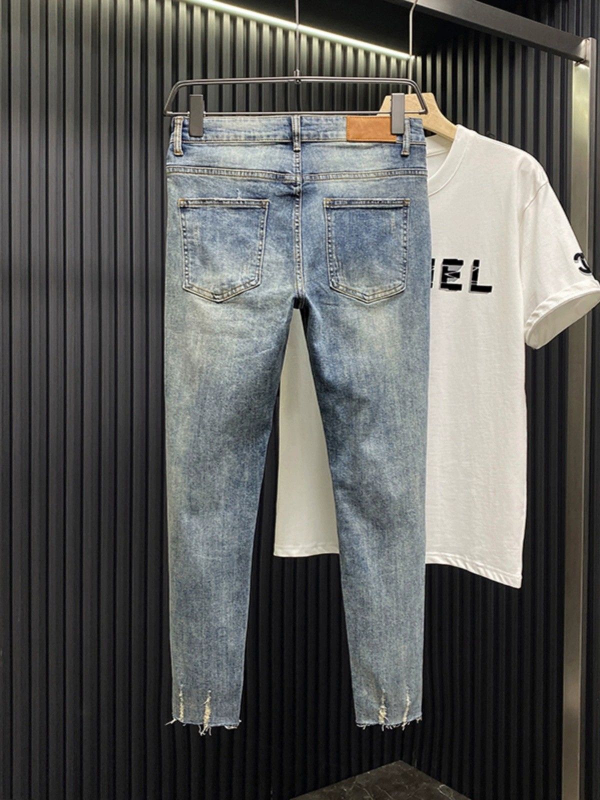 Jean déchiré pour hommes, pantalon Slim de marque tendance, polyvalent, beau, élastique, mendiant, de styliste, nouvelle collection printemps automne 2025