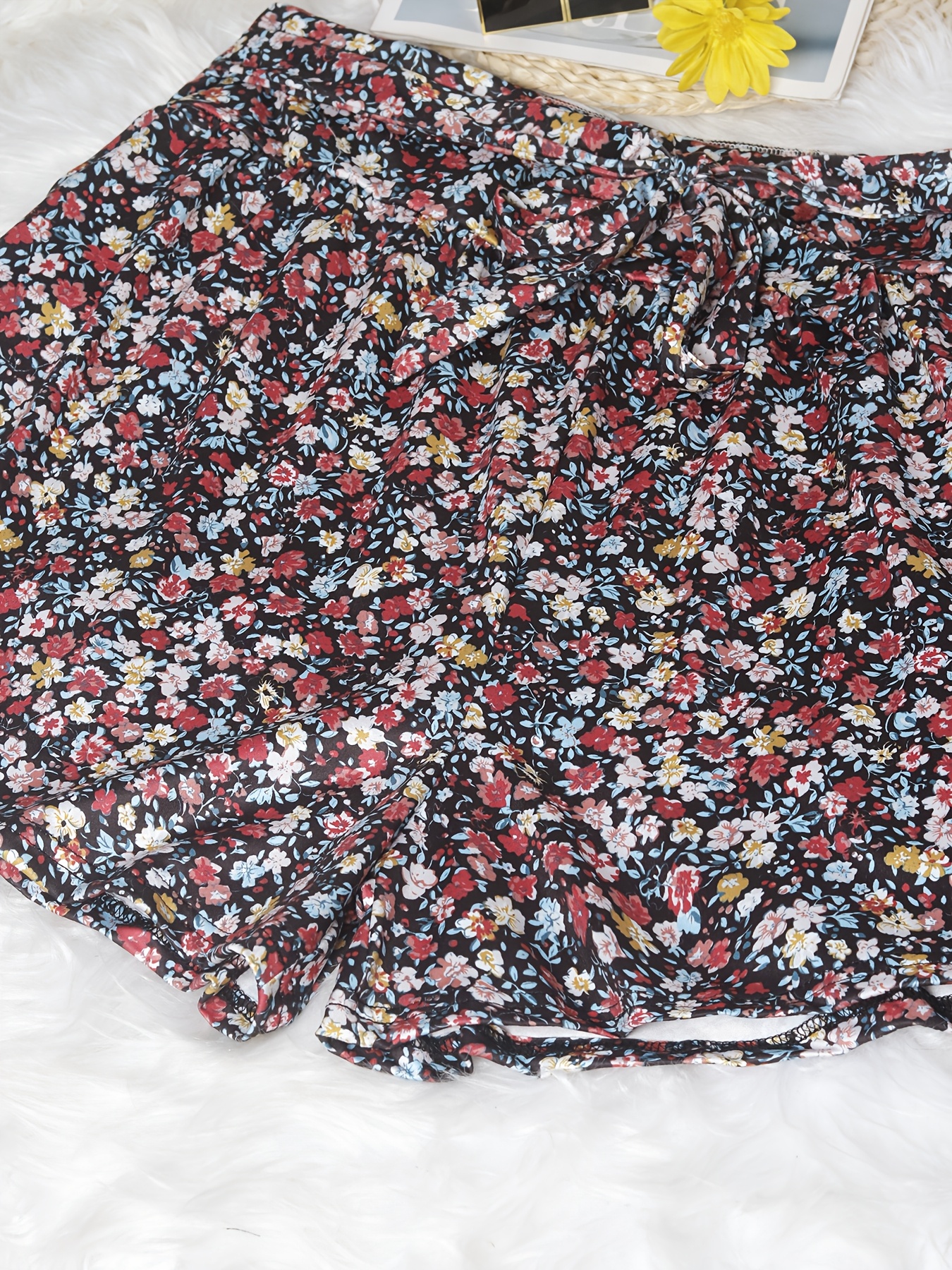 Jupe-short grande taille pour femmes, imprimé Floral, taille haute, ligne a, mode d'été, légère, décontractée, confortable, Design fluide, respirant, Fab
