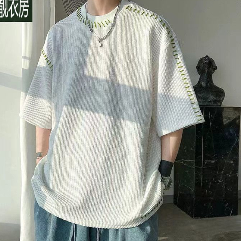 T-Shirts fins à col rond pour homme, pull droit, ample et décontracté, couleur unie, à la mode, printemps été, 2023