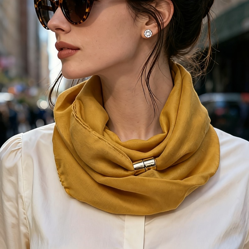 Écharpe de cou élégante française, écharpe polyvalente de couleur unie, écharpe minimaliste sans nœud, chauffe-cou, style de tempérament pour les trajets quotidiens.