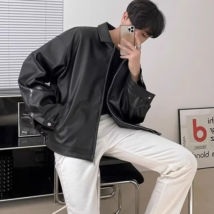 Veste en cuir pour hommes veste de motard pour hommes moto veste imperméable à la mode imperméable pour la pluie motocycliste rétro