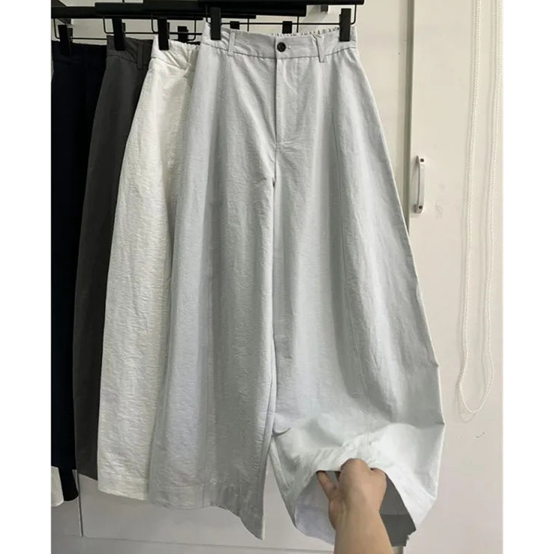 Pantalon décontracté taille haute pour femme, coupe droite, couleur unie, style coréen, collection printemps-été
