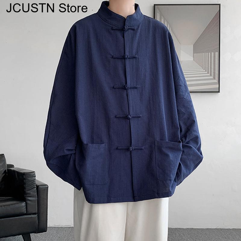 Vêtements Traditionnels Chinois en Coton Hanfu Amélioré, Haut Qipao, Vêtements d'Extérieur Décontractés, Chemise de Grande Taille, Vestes Kungfu, Automne et Printemps
