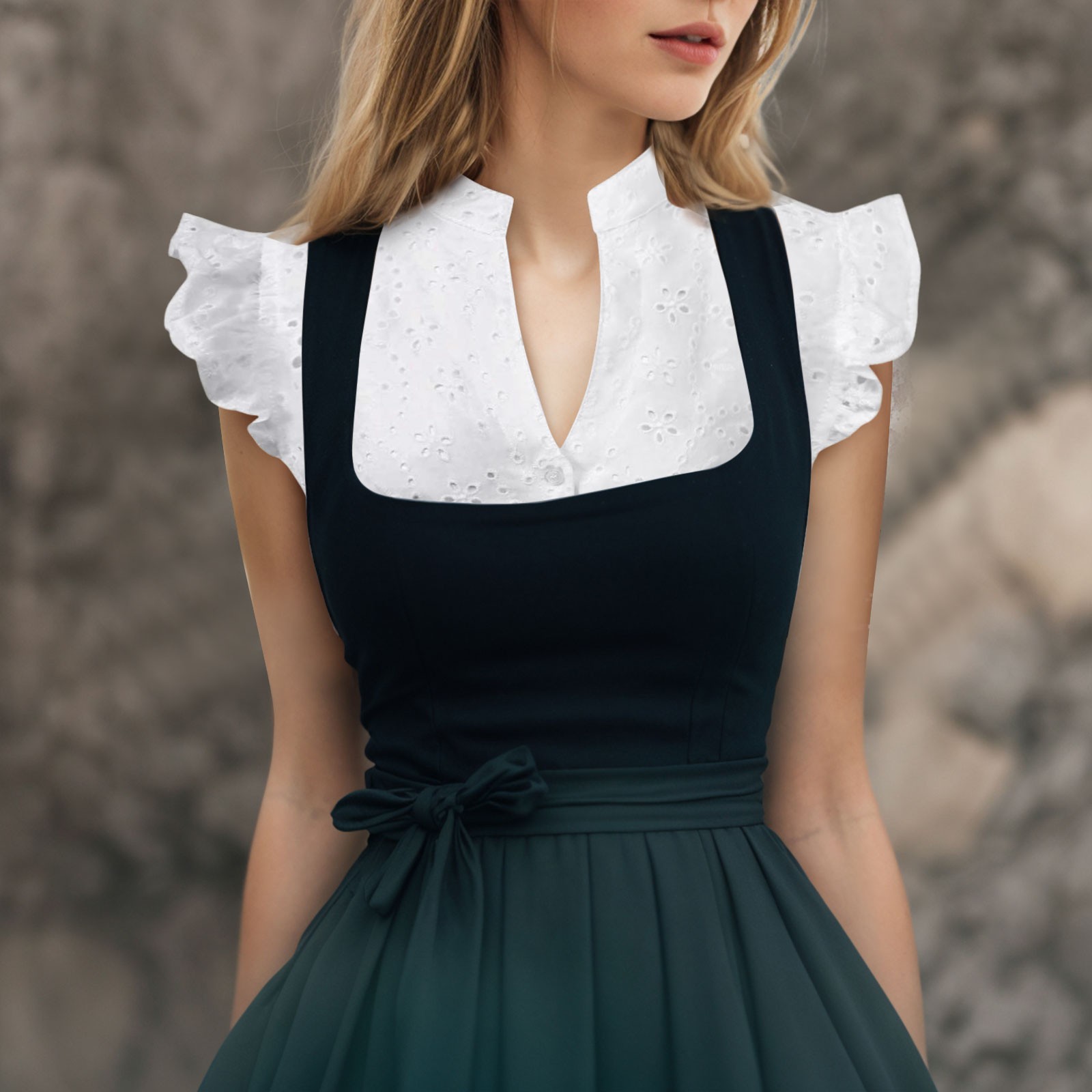 Chemisier de costume pour femme, blanc, à manches courtes, style Dirndl, élégant, en dentelle, grande taille, lingerie push-up