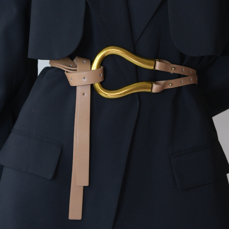 Ceinture large pour femme – Grande boucle mors de cheval, ceinture polyvalente pour robe, manteau et pull, style rétro décontracté pour le quotidien