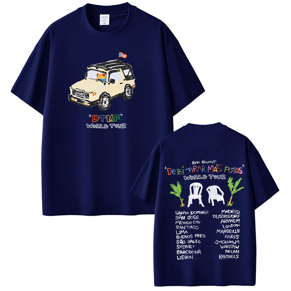 T-shirt imprimé DTMF Bad Bunny Debi Tirar Mas Fotos pour homme et femme, mode Hip Hop, T-shirt décontracté en coton ample pour l'été