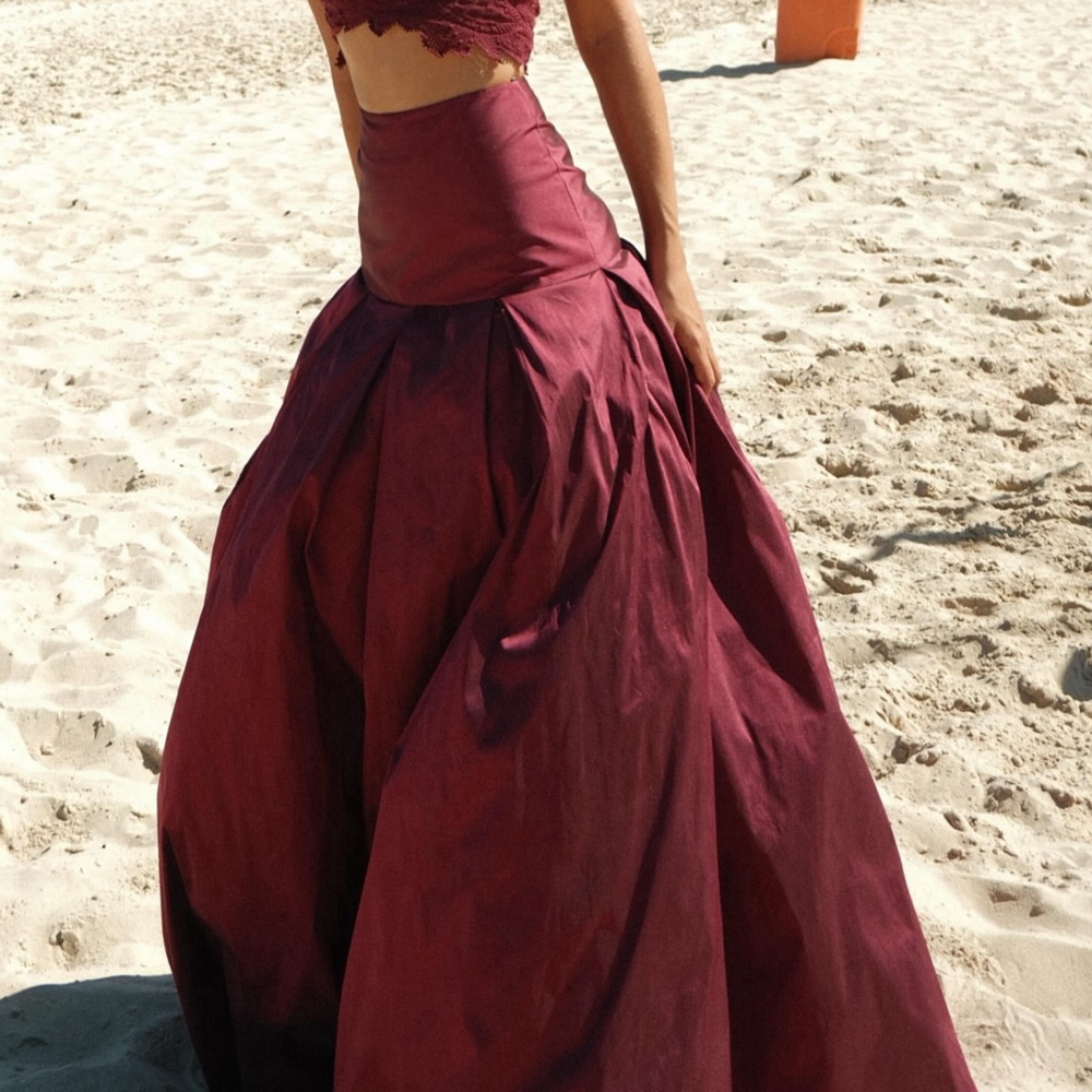 Photos Réelles – Nouvelle Jupe Longue en Soie Satinée Élégante pour Femme, Taille Haute, Rouge Foncé, pour Mariage et Soirée, Robe Maxi Sur Mesure, Faldas Saia