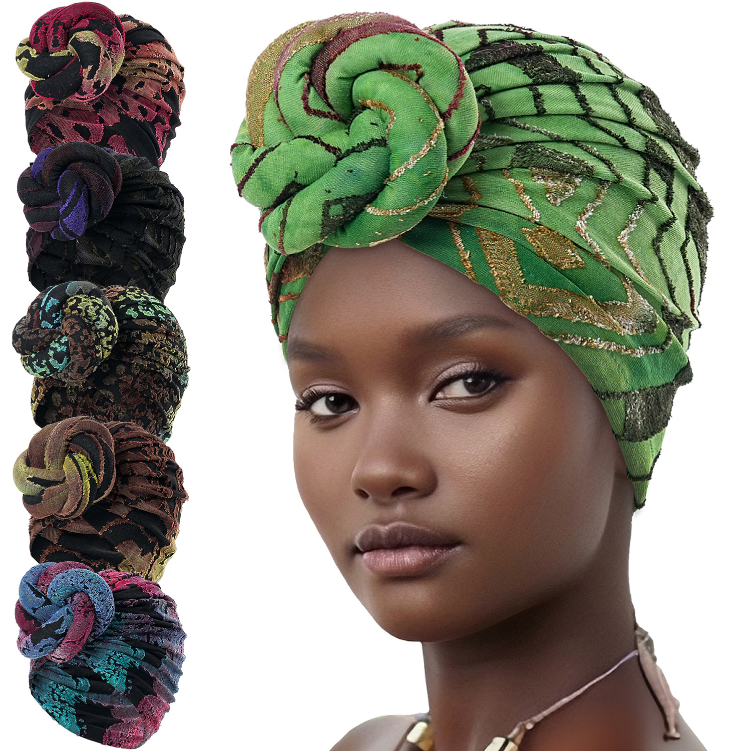 Turban imprimé Floral à motif africain pour femmes, pré-fabriqué, nœud supérieur, enveloppe de tête, fleur extensible, Hijab, casquette de chimio, foulard, 2024