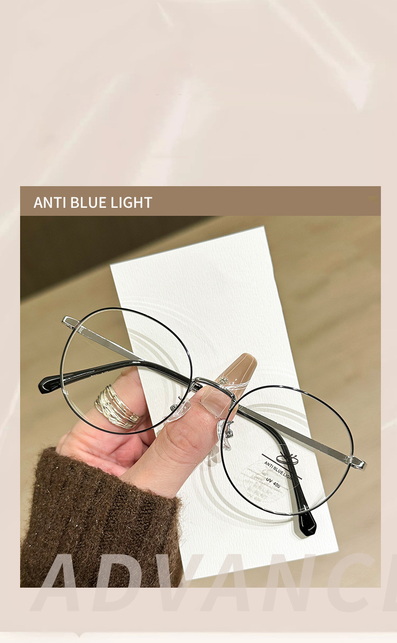 Nouveau cadre rond fil d'or lunettes pour femmes mode polyvalent lunettes cadre Anti-lumière bleue myopie lunettes cadre MH9035