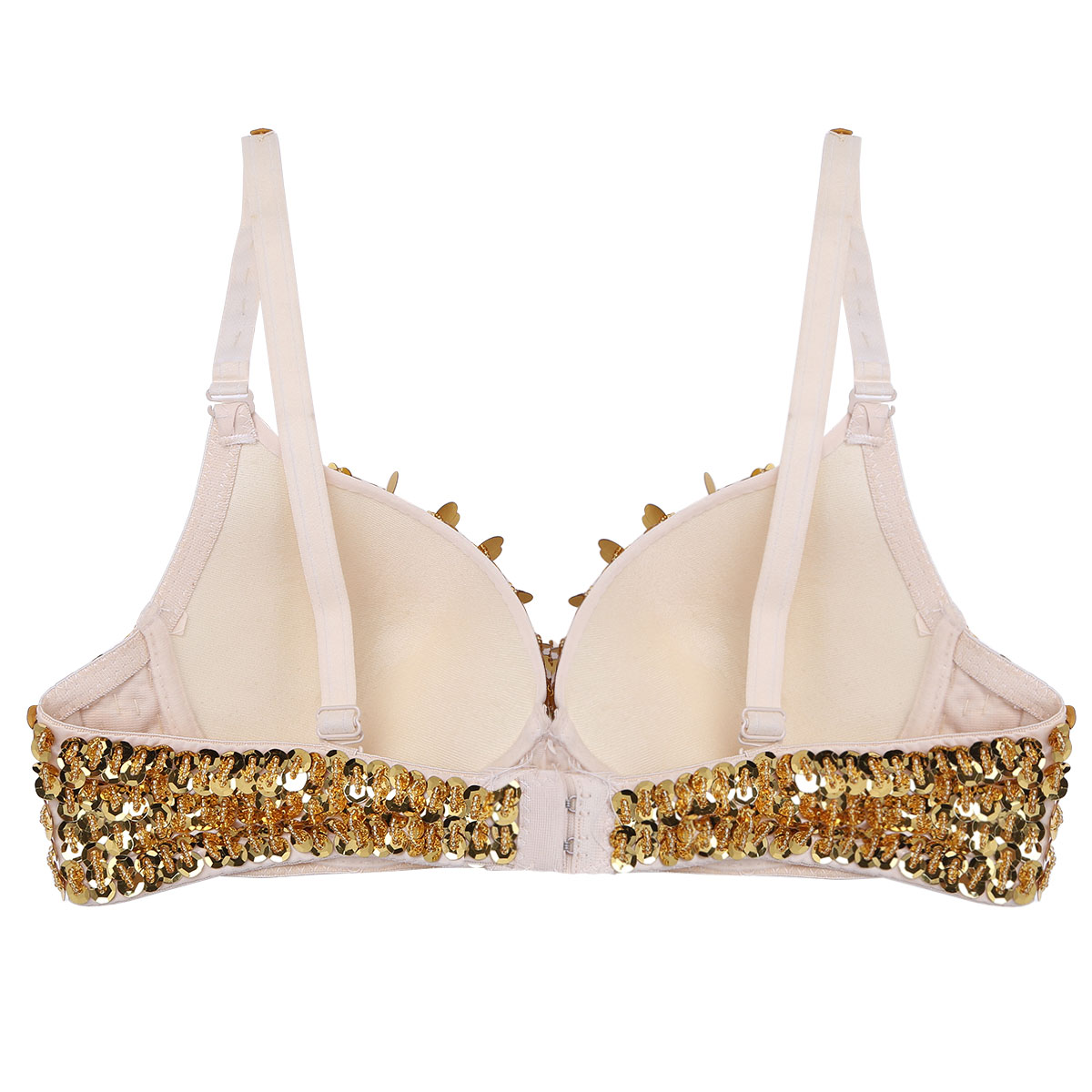 Soutien-Gorge Rembourré à Paillettes et Perles pour Femme, Costume de brevpour Boîte de Nuit, Rave, Ventre, à la Mode
