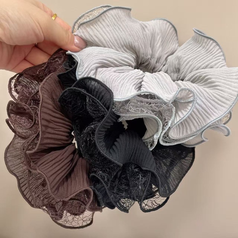 Grands chouchous pour femmes, bandeaux en dentelle, nouveaux élastiques à cheveux en maille, grands attaches-queue de cheval élégants, accessoires capillaires