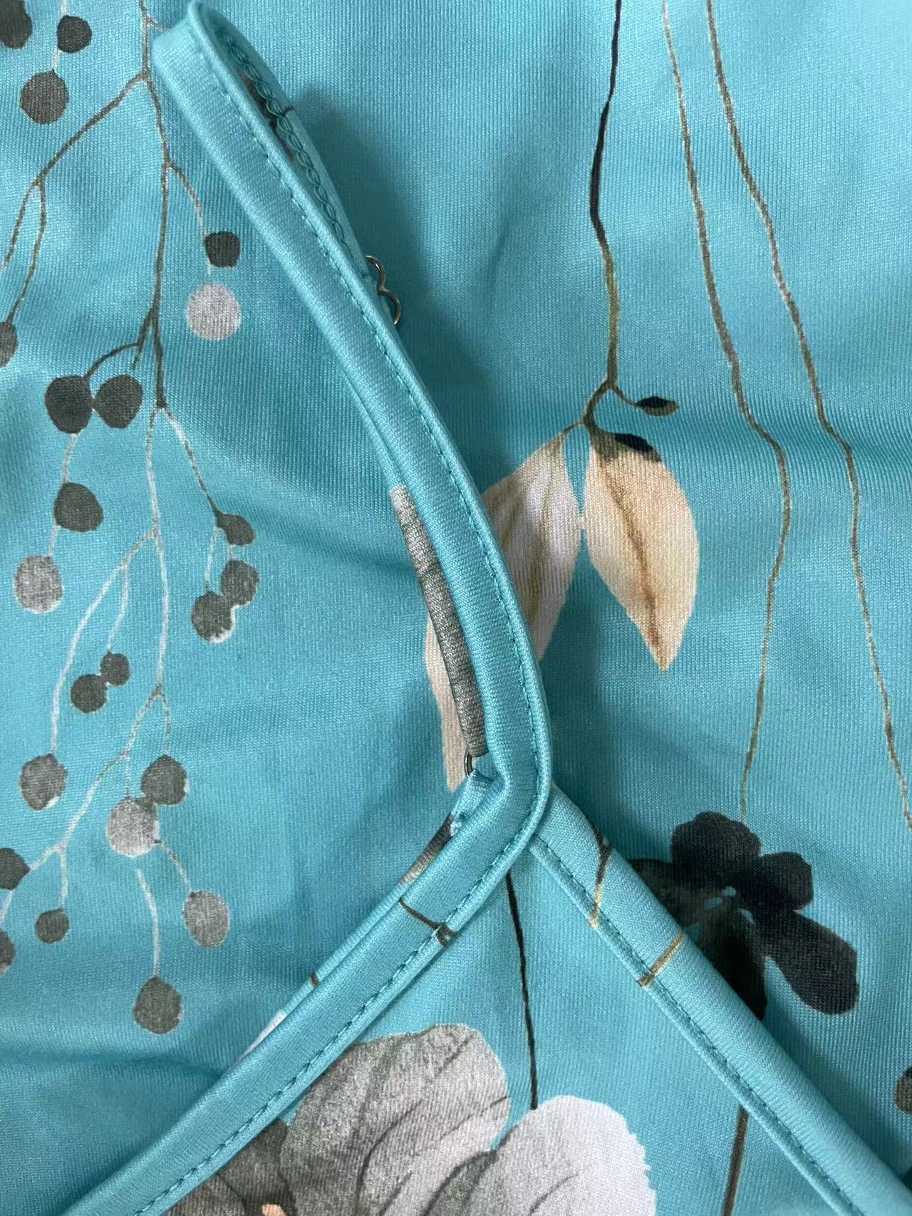 Combinaison barboteuse Cami imprimée grande taille, combinaison barboteuse sans manches froncée avec poches décontractées, vêtements grande taille pour femmes