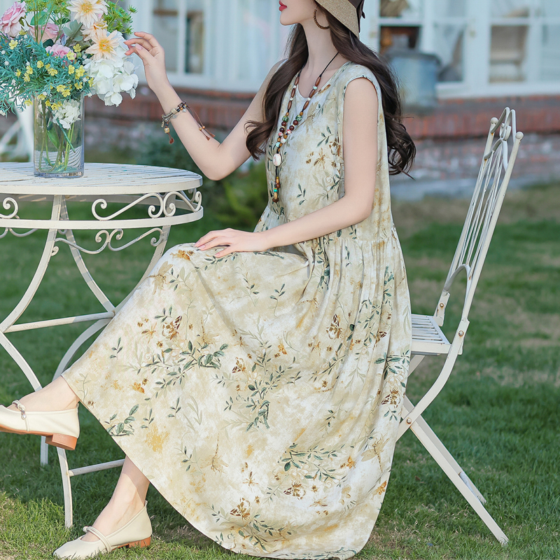 Robe longue d'été grande taille pour femmes, Vintage, ample, décontractée, élégante, sans manches, 2025