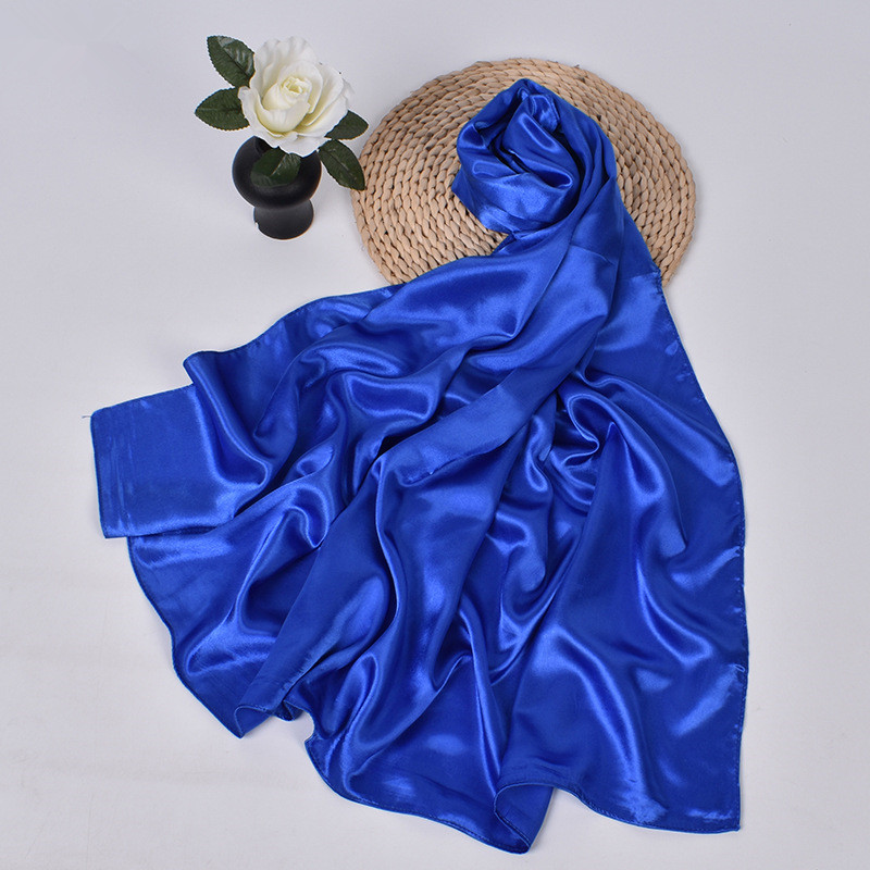 Foulards de luxe en soie pour femmes, carrés, en satin, hijab uni, châles, écharpes, bandeaux, bandanas islamiques