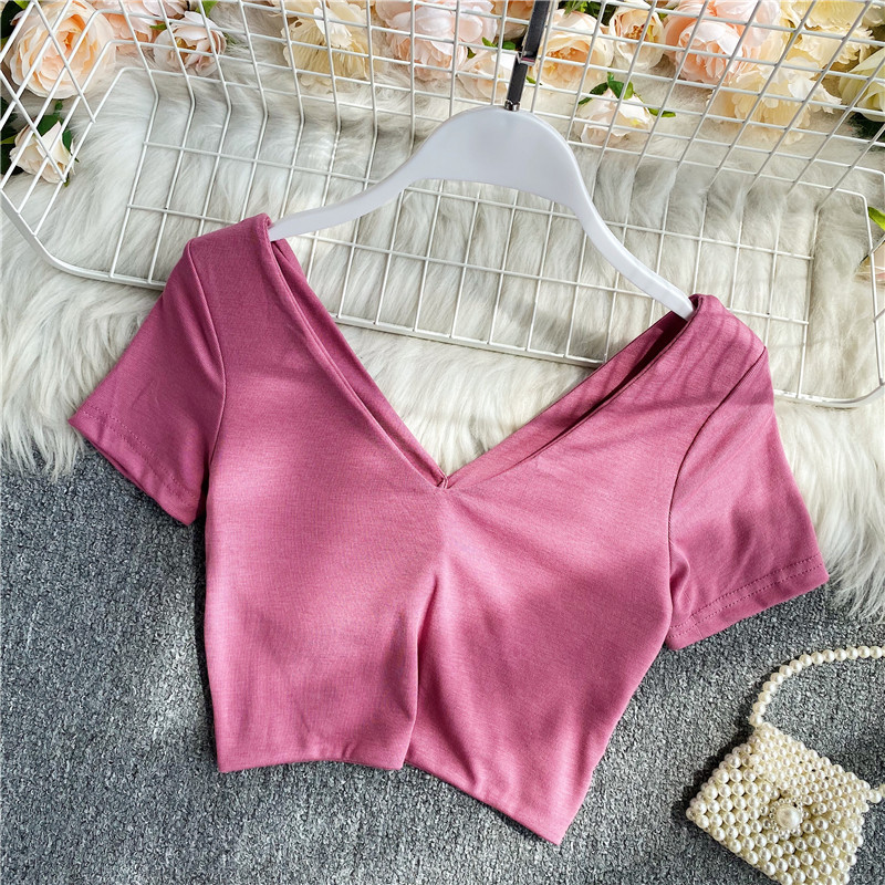T-shirt gothique court à manches longues pour femmes, haut sexy, soutien-gorge intégré, t-shirt surdimensionné