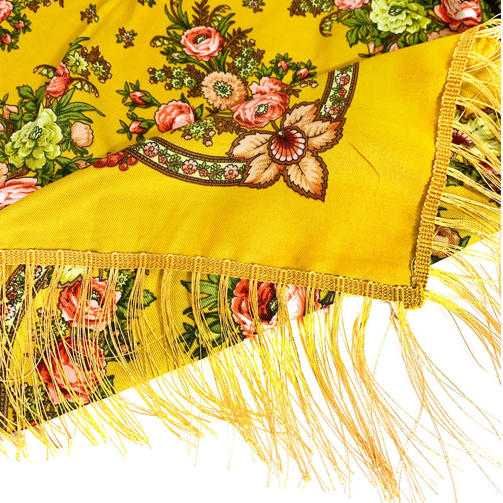 Style russe imprimé fleuri carré écharpe femmes rétro ukrainien à franges châle Babushka Bandana mouchoir femme bandeau