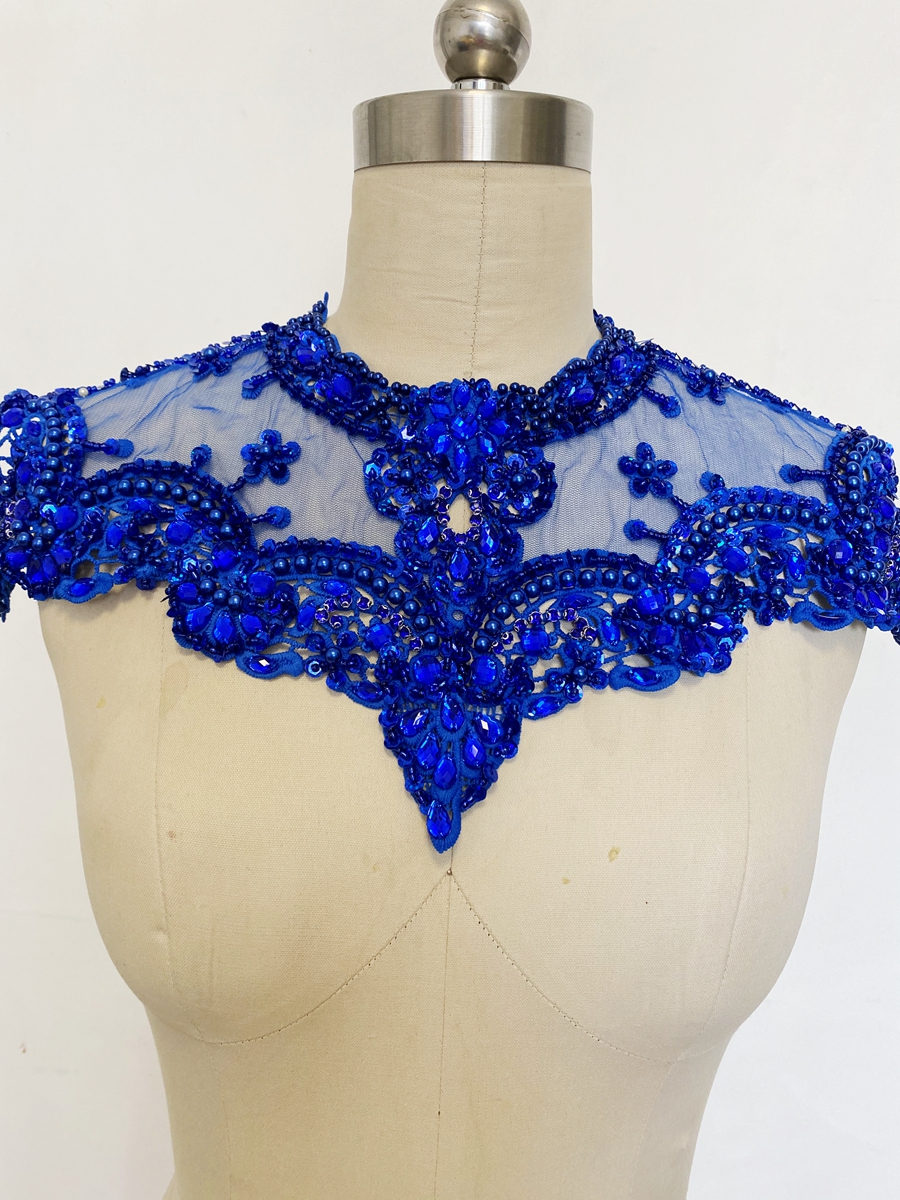 Magnifique ensemble d'appliques en dentelle de diamant robuste, 11 couleurs, différentes couleurs, pour décoration de décolleté de robe arabe musulmane