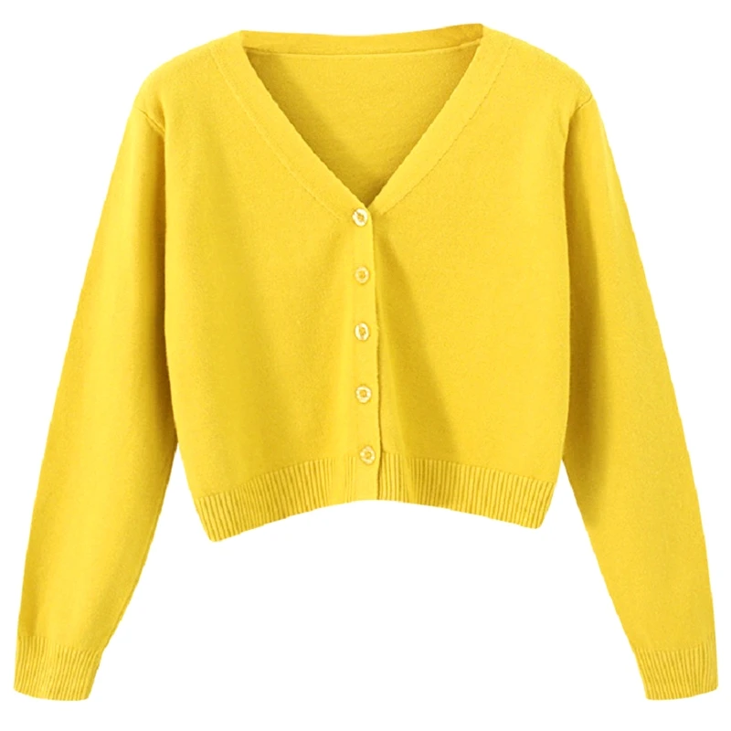 Cardigan multicolore à manches longues pour femmes, pull court, tricoté à la mode, vêtements féminins, hauts doux à col en v, manteau toutes saisons, 2026