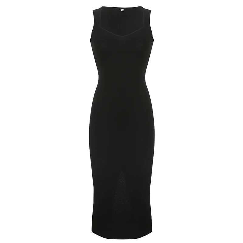 Myufon – robe longue en tricot basique, mode coréenne, col carré, sans manches, robes d'été décontractées pour femmes, Y2k, Vintage, tenues assorties avec tout