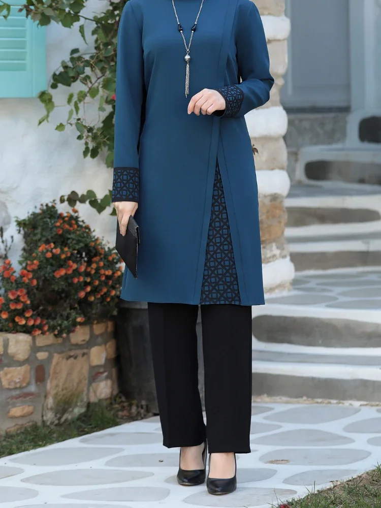 Musulman dubaï Abayas femmes ensemble 2 pièces haut et pantalon TRamadan Robe deux pièces Abaya ensemble tenue vêtements costumes robes longues de soirée