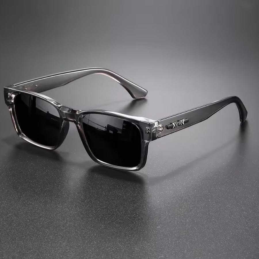 Une paire de lunettes tendance à monture rectangulaire avec branches élégantes, design unisexe, idéales pour les vacances, les cadeaux et l'usage quotidien