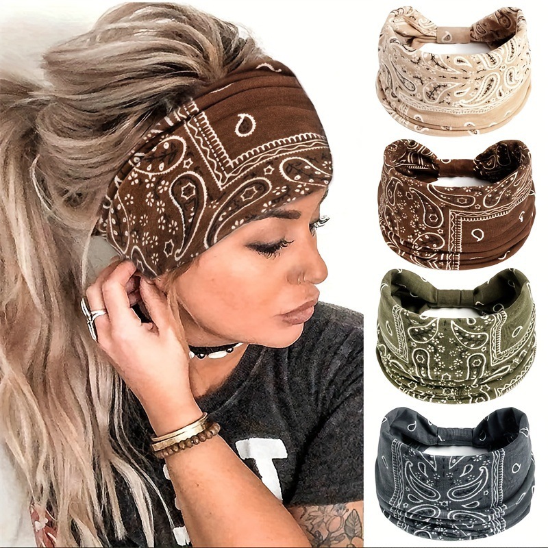 Bandeaux larges à imprimé léopard, élastiques, doux, absorbant la transpiration, pour le sport, les voyages, l'usage quotidien, pour femmes