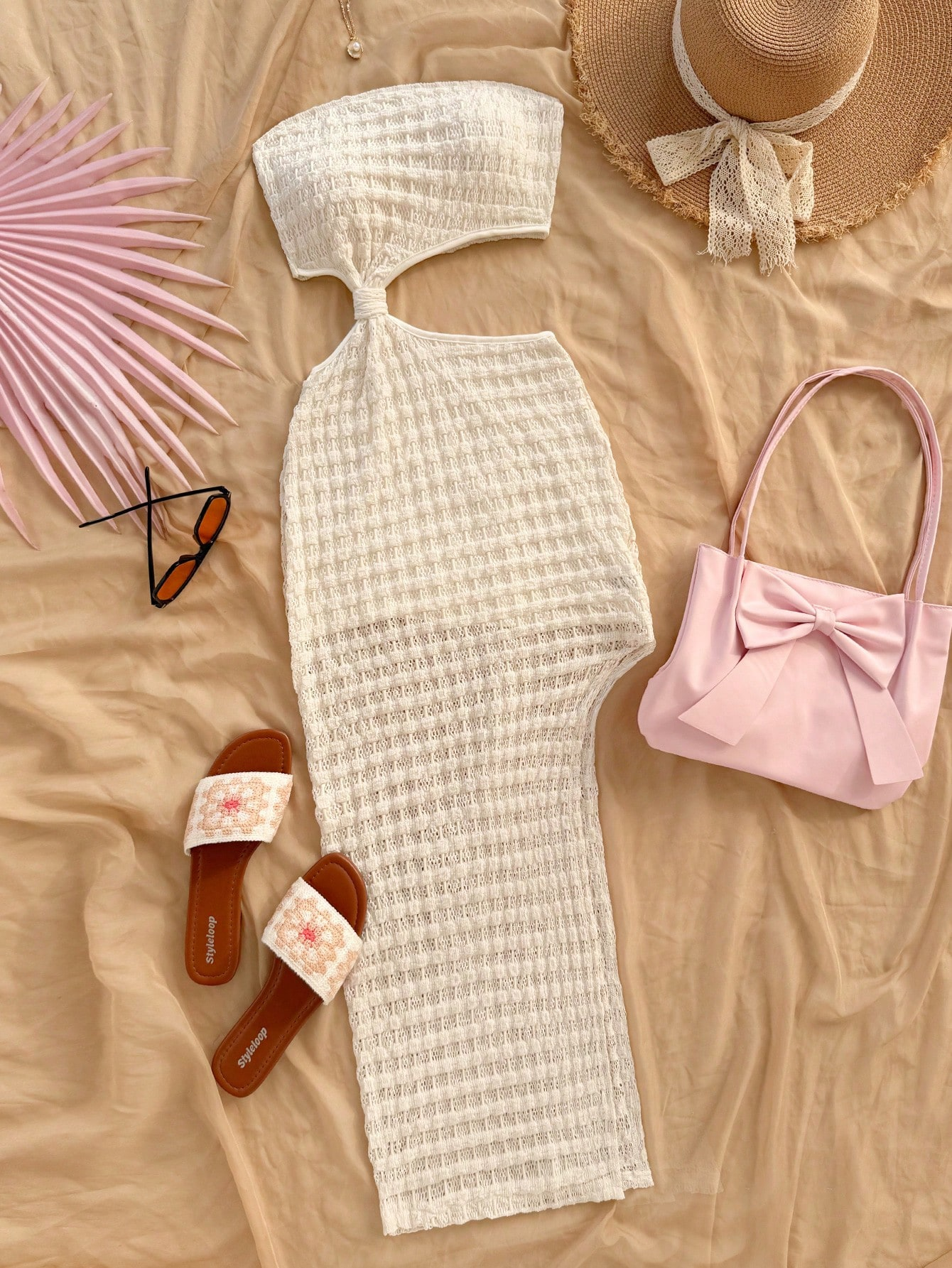 Robe longue sans bretelles pour femmes, Sexy, Faux ajouré, sans manches, pour soirée, printemps été