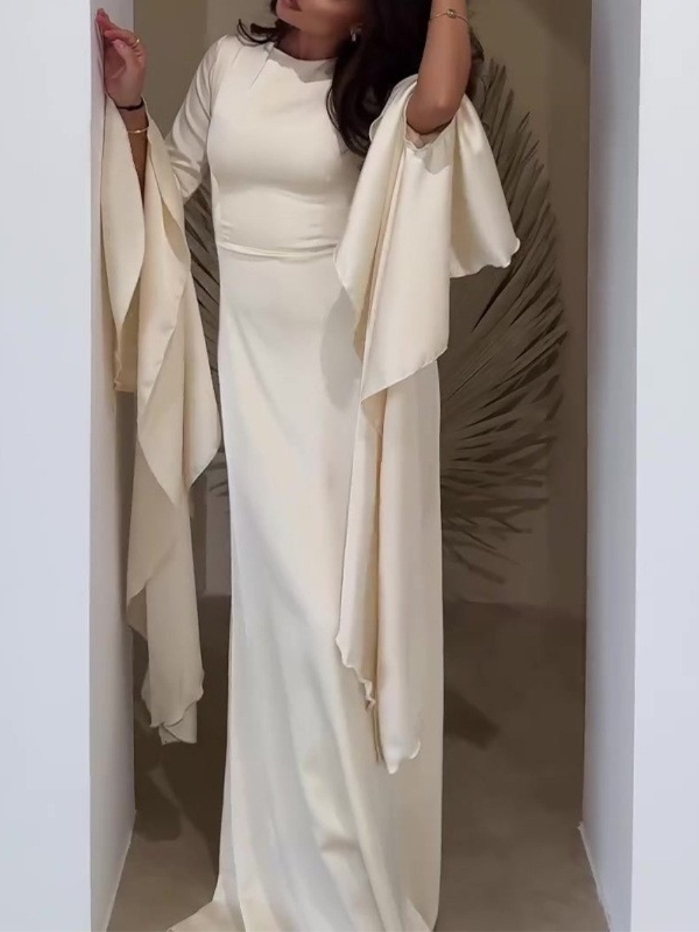 Robe de soirée en mousseline de soie, Simple, grandes manches pivotantes, élégante, droite, modeste, Kaftan, Robe de bal, personnalisée, arabe, décontractée, Robe de soirée
