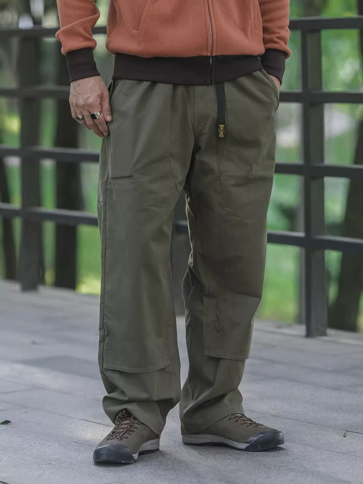 Pantalon d'escalade en toile à double genou pour homme, pantalon de randonnée cargo en plein air, non stock