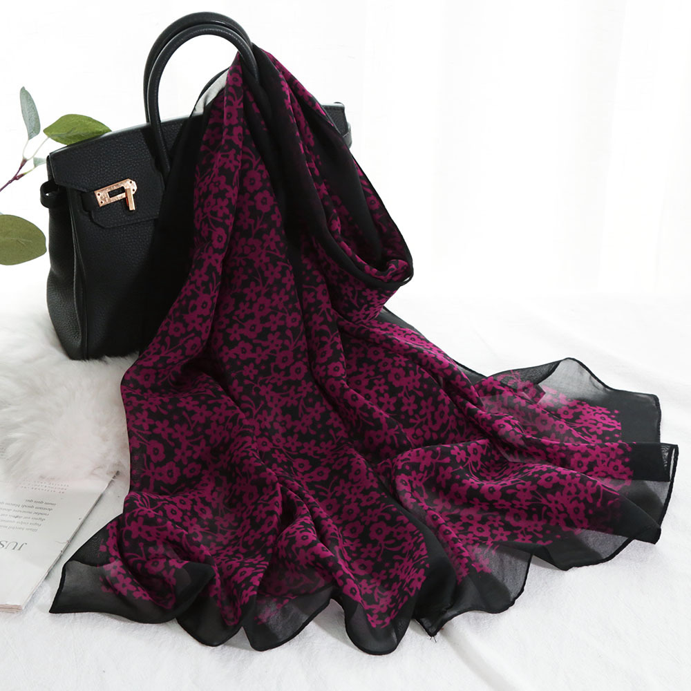 Foulard en mousseline de soie pour femmes, petite fleur, élégant, Bandana, pour voyage d'été, protection solaire, châle Hijab fin