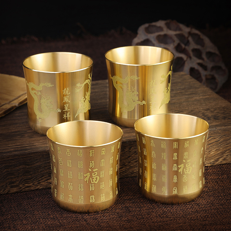 Tasse à thé en laiton pour la décoration de la maison et du bureau, verres de bar anciens de la Chine, tasses à thé de la prairie pour les clics