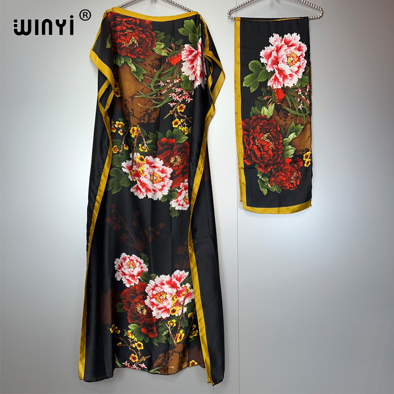 WINYI Robe traditionnelle africaine musulmane pour femme, Abaya Dubaï, Kaftan de luxe, Robe de soirée élégante, Robe longue maxi, Tenue de plage