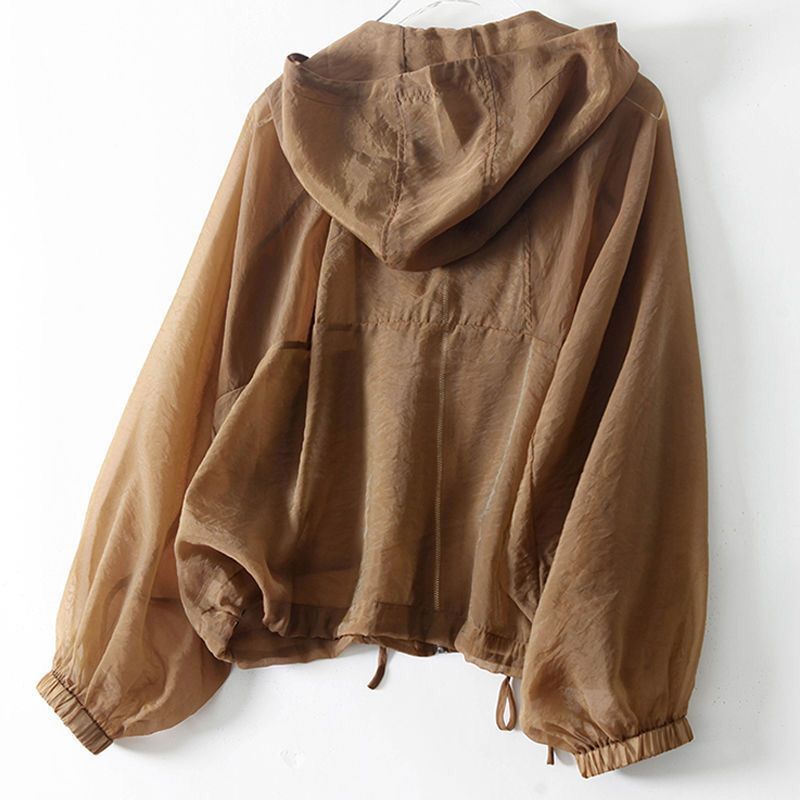 Manteau d'été fin pour femmes, vêtements d'extérieur amples, décontracté, manches longues, chemise de Protection solaire, fermeture éclair, veste à capuche, vêtements de Protection solaire pour femmes
