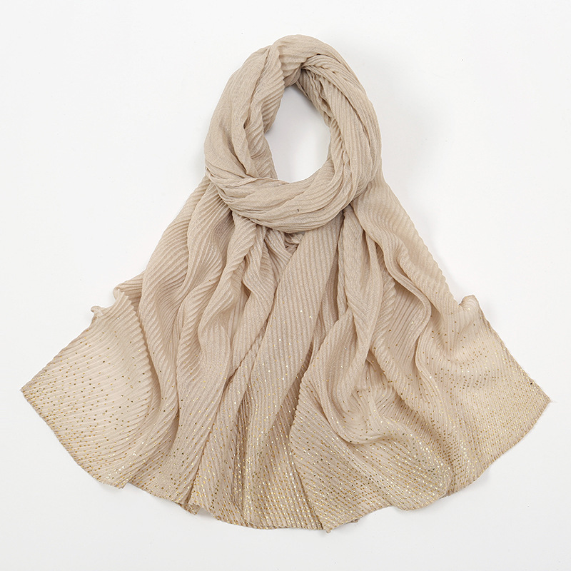 Lurex-Châle en Viscose à Paillettes Dorées pour Femme, Écharpe Triangle Déformable, Design Bassic, Bande de Sauna Brillante, Hijab Musulman Solide Rond