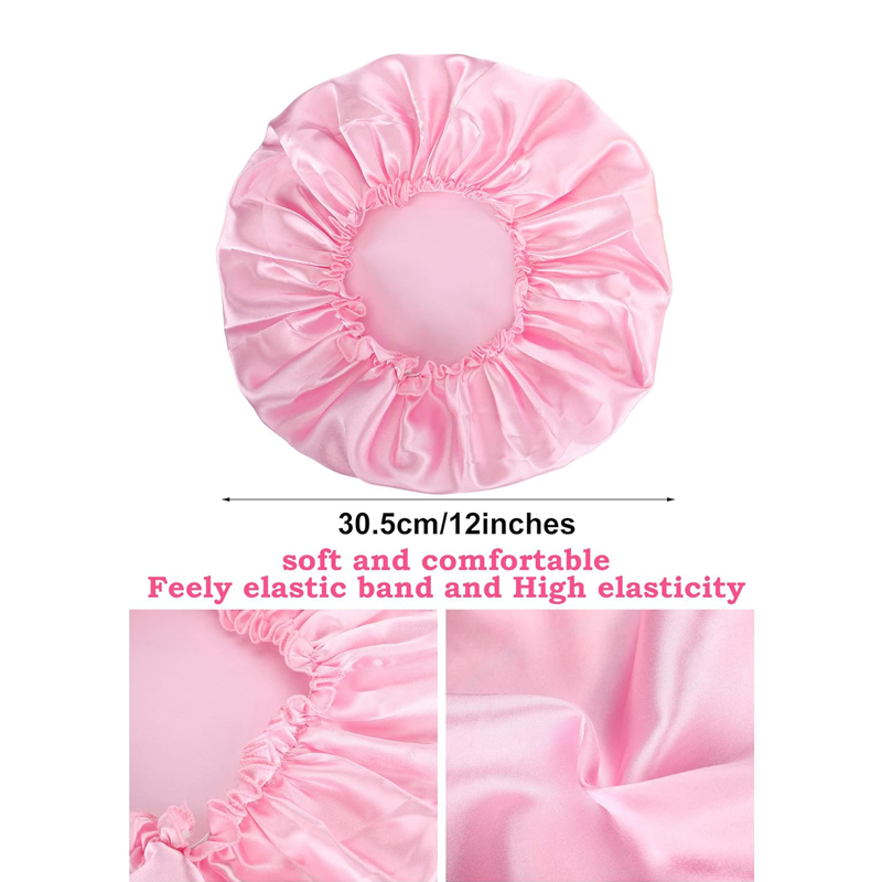 Lot de 3 bonnets de nuit en satin pour femme, élastiques, imperméables, pour la douche et le soin des cheveux
